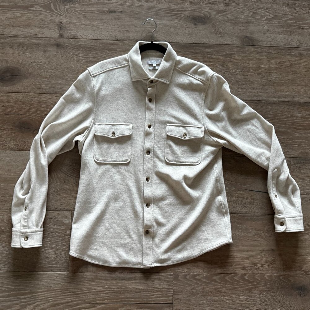 Reiss Twin Pocket Overshirt Oatmeal Melange XL X-Large $190